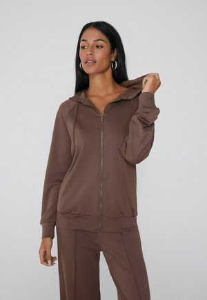 Mikina na zip - brown