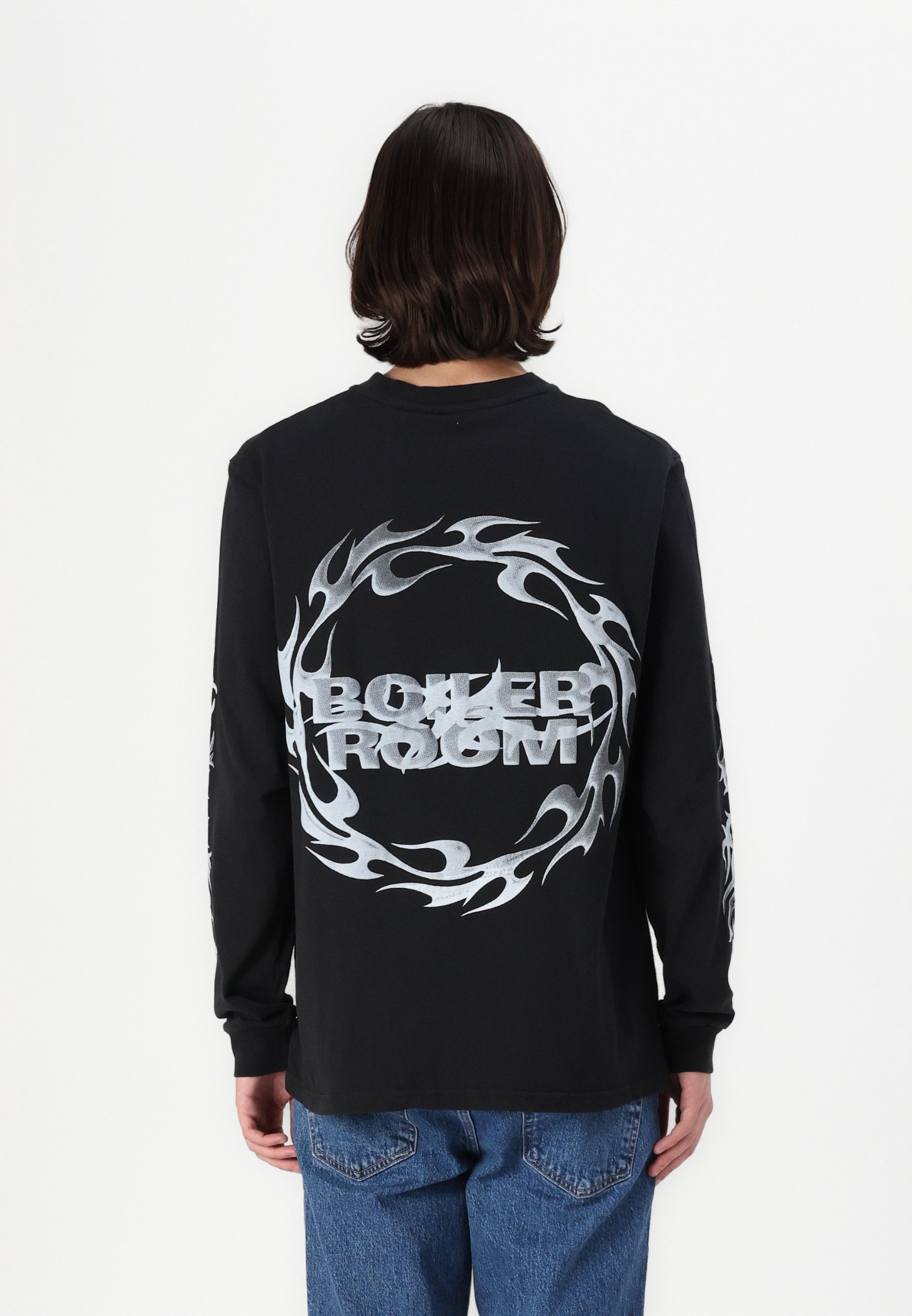 BOILER ROOM TRIBAL シャツ Boiler Room Men's Tribal Long Sleeve T-Shirt in Black Boiler