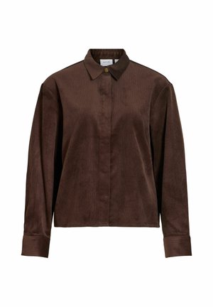 VILA, LONG SLEEVED SHIRT VICOURDIE CORDUROY - Blusa - coffee bean