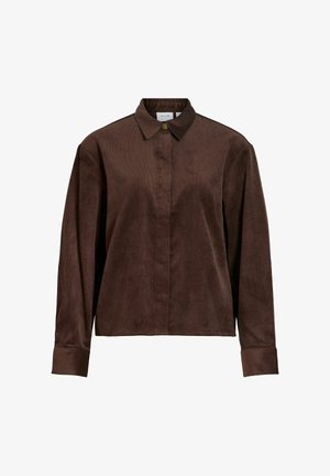 VILA, LONG SLEEVED SHIRT VICOURDIE CORDUROY - Blusa - coffee bean