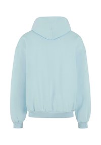 Sudadera azul claro con diseño de estilo pullover, mangas largas y puños y dobladillo acanalados. Hecha de una tela suave con una textura lisa.