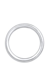 Silberner Metallring mit einer glatten, polierten Oberfläche. Runde Form, gleichmäßige Breite und eine reflektierende Fläche ohne Muster oder Akzente.