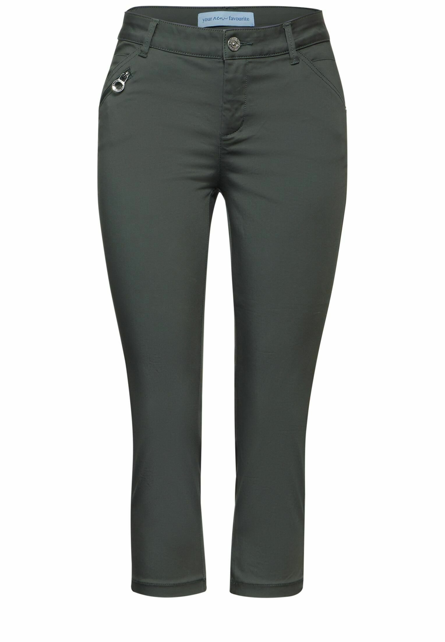 Street One Damen 3/4 Hose 'Yulius' – Mit Zipper-Detail, Slim Fit, Aus Baumwoll-Twill Mit Stretch