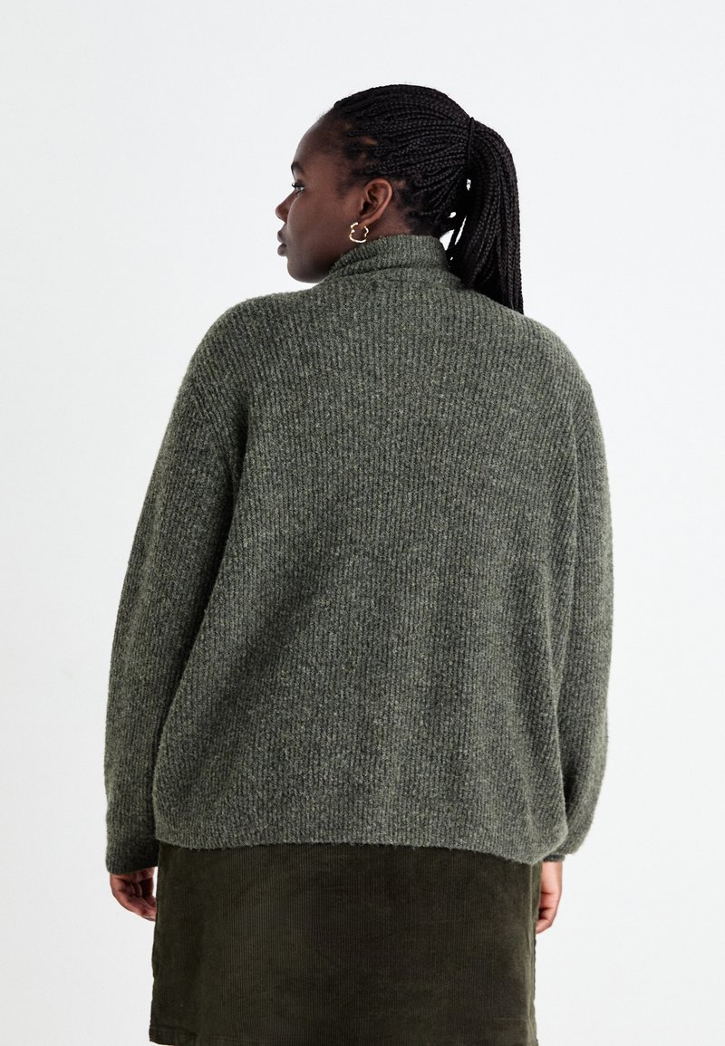 Vero Moda Curve VMCPLAZA ZIPPER  - Strickpullover - kalamata melange