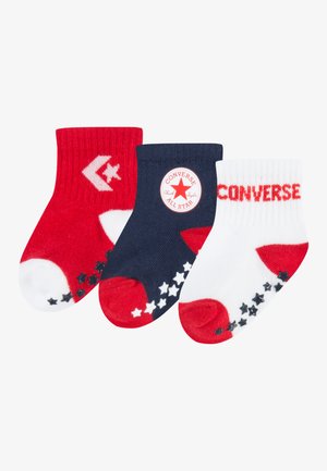 Converse LOGO NO SLIP QUARTER UNISEX 3 PACK - Chaussettes - enamel red