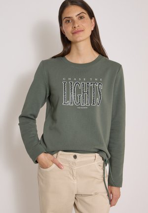 Cecil SWEATSHIRT MIT WORDING UND TUNNELZUG - Sweatshirt - dried olive green