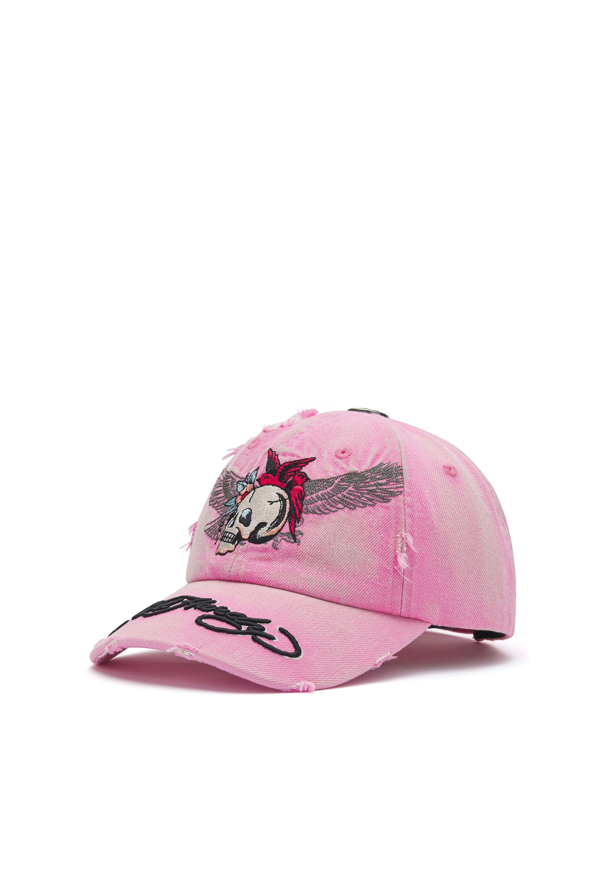 Ed Hardy UNISEX FLYING SKULL DISTRESSED WASHED 6 PANEL CAP - Cap