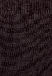 Dark brown knitted fabric with a textured, ribbed pattern, showcasing a soft, cozy appearance suitable for various applications.