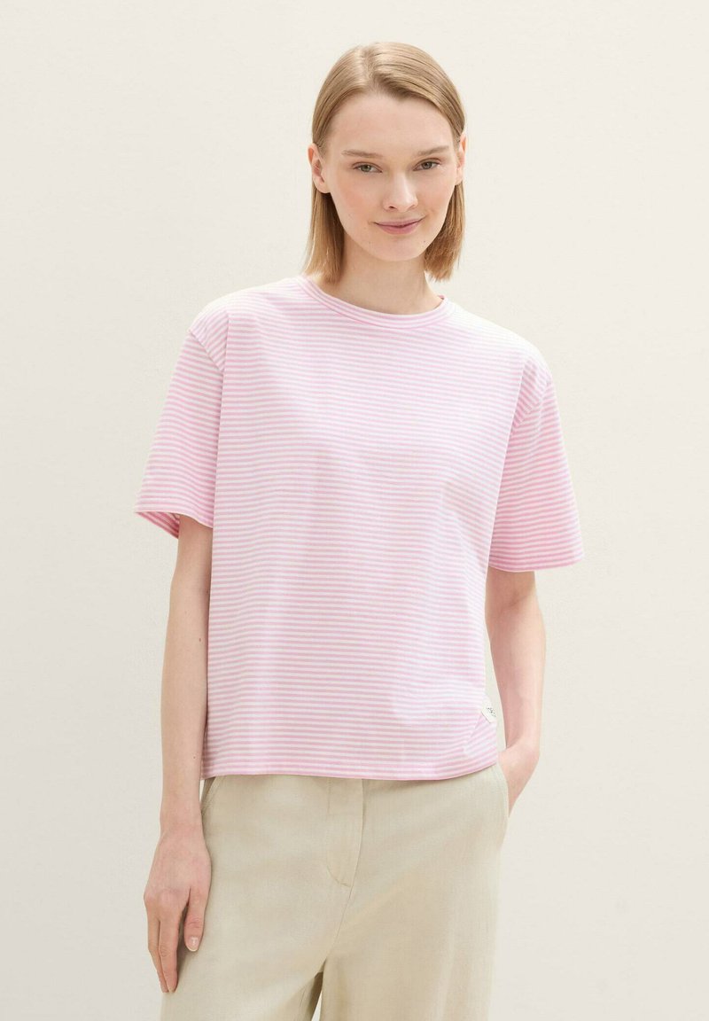 TOM TAILOR DENIM BOXY - T-shirt basic - small pink stripe