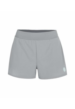 Lichtgrijze sportshorts met een brede, gestructureerde elastische tailleband en een klein rond logo op het onderste deel van het linkerbeen.