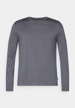 Langärmliges Hemd in Dunkelgrau, aus weichem, glattem Stoff. Verfügt über einen runden Ausschnitt und ein schlichtes Design ohne Muster oder Akzente.