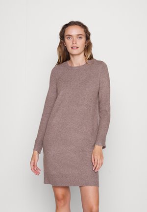 ONLRICA LIFE L/S O-NECK  - Vestido de punto - brownie melange