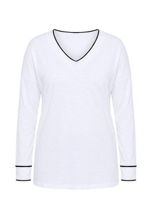 MIAMODA, T-SHIRT, LOOSE FIT, FARBIGEM PIPING, LANGARM - Camiseta de manga larga - snow white