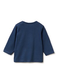 Navyblaue Langarmshirt aus weichem Jersey-Material mit Rundhalsausschnitt und geradem Saum. Schlichtes Design, keine Grafiken oder Muster.