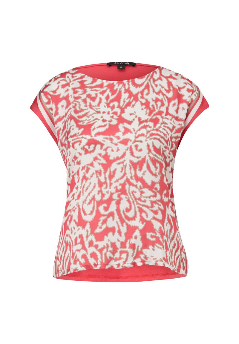 comma T-shirt print koraalrood