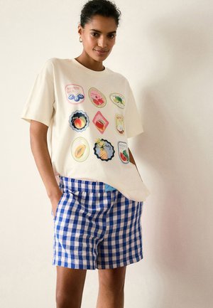 Next, MATERNITY FOLD-OVER WAISTBAND - Šortky - blue gingham