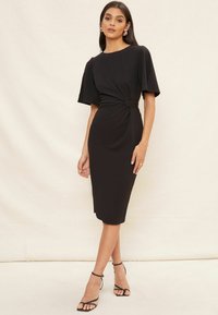 Friends Like These TAILORED KNOT DETAIL FLUTTER SLEEVE MIDI  PETITE   - Kasdienė suknelė - jet black