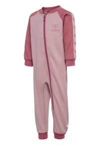 Rosa barnonesie med lång ärm, frontdragkedja, ribbade ärmslut och logodetalj. Mjuk tygstruktur med kontrasterande ärmfärg.