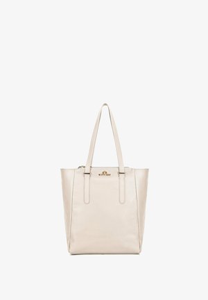 Sac fourre-tout en cuir beige avec deux bandoulières et un petit logo doré "Wittchen" à l'avant, fermeture éclair en haut.
