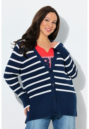 STRIPED V-NECK  - Cardigan - ink blue