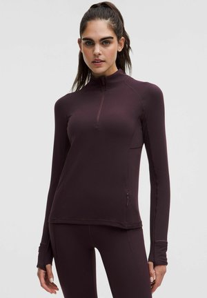 CLASSIC-FIT HALF ZIP - Tops ar garām piedurknēm - black plum