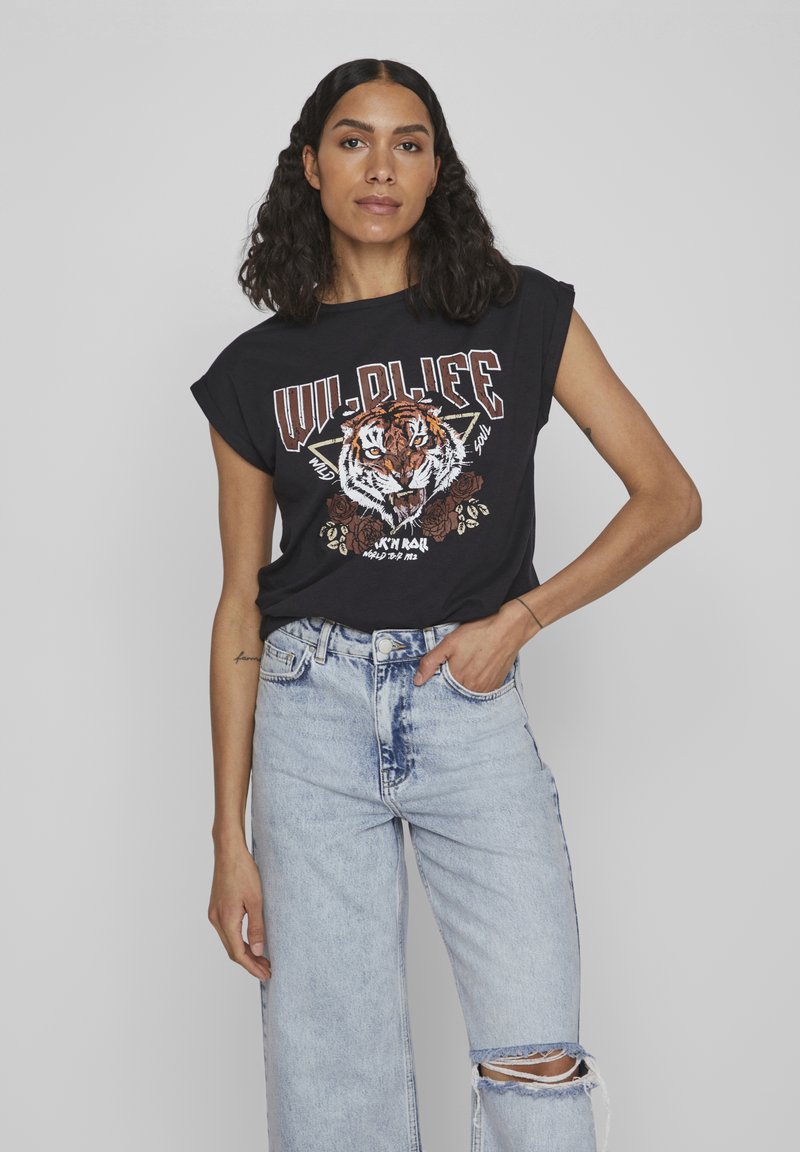 VILA VIPRISELLA - Trükipildiga T-särk - black