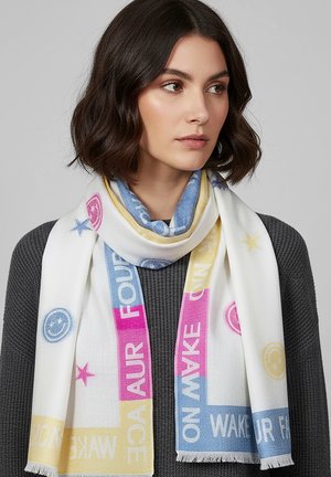 Faera, MODISCHER SCHAL SMILEY STERNENMUSTER SPRUCH LEICHT - Scarf - grau