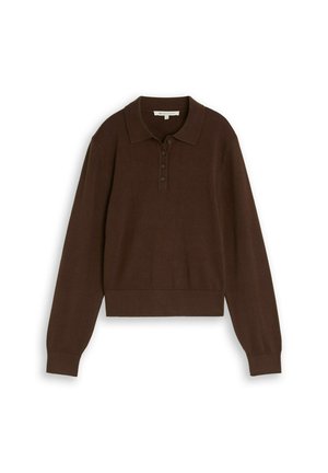TOM TAILOR DENIM, TOM TAILOR DENIM PULLOVER & STRICKJACKEN STRICKPULLOVER MIT POLOKRAGEN - Polo shirt - cool dark brown