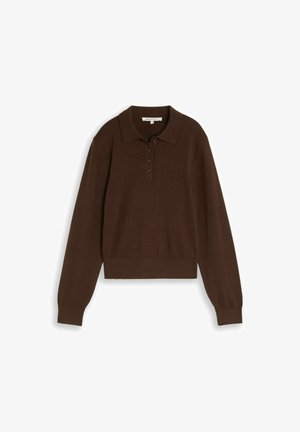 TOM TAILOR DENIM, TOM TAILOR DENIM PULLOVER & STRICKJACKEN STRICKPULLOVER MIT POLOKRAGEN - Polokošeľa - cool dark brown