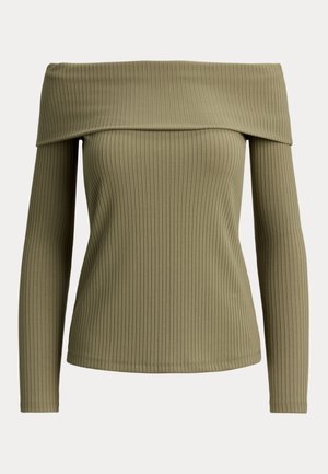 Lauren Ralph Lauren, RIB-KNIT OFF-THE-SHOULDER TOP - Bluză cu mânecă lungă - light agave
