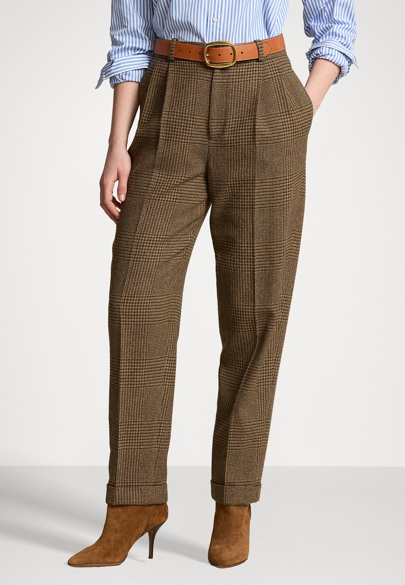 Polo Ralph Lauren - WOOL BLEND TWEED TAPERED PANT - Trousers - olive/tan, Enlarge