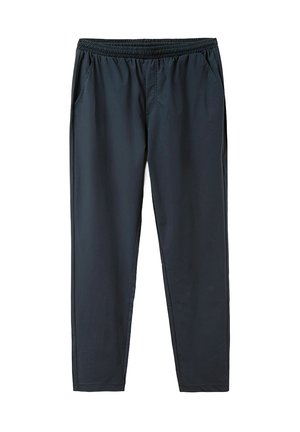 Schwarze, leichte Trainingshose mit elastischem Bund, zwei Seitentaschen, schmal zulaufendem Bein und glatter Textur für Komfort.