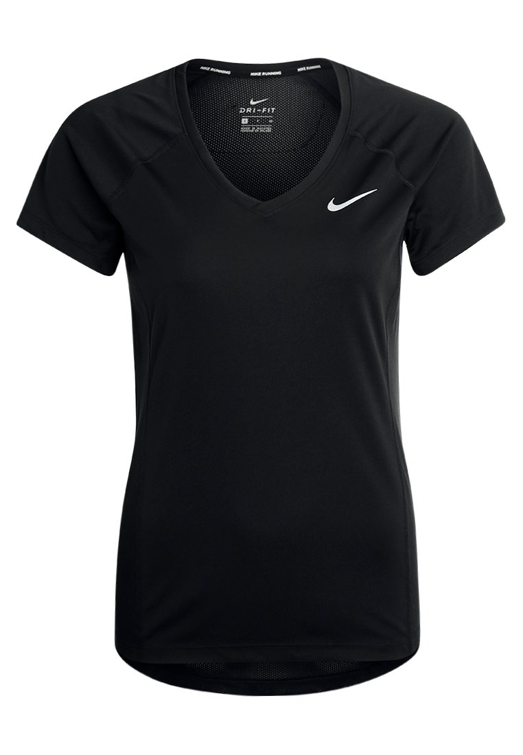 Nike DRY MILER V-NECK - T-shirts med print - black/svart Zalando.no