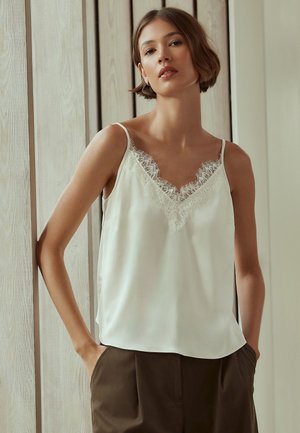 Next, REGULAR FIT - SATIN LACE CAMI TOP  . - Débardeur - ecru