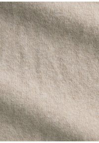 Beige wollen stof met een zachte textuur, voorzien van een subtiel, delicaat patroon in verschillende tinten. Lichte en pluizige uitstraling.