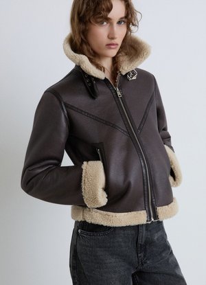 Calliope, CAPOSPALLA TINTA UNITA - Faux leather jacket - marrone scuro