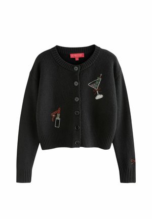 Pulover - black embroidered martini lipstick