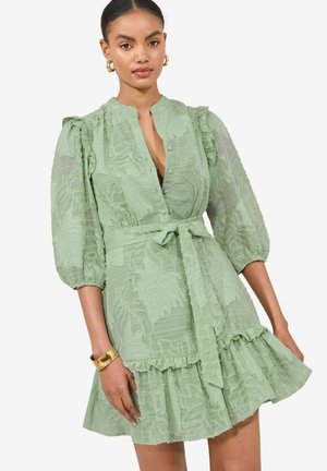 Lipsy TEXTURED 3/4 SLEEVE BELTED MINI  - Shirt dress - green