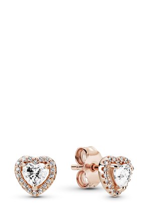 SPARKLING ELEVATED HEART STUD  - Náušnice - rose gold plated