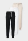 3 PACK - Pantalon de survêtement - white/black/beige