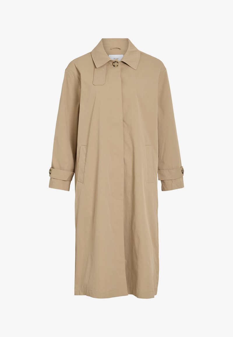 VILA VILINEA LONG Trenchcoat feather gray/sand