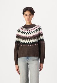 JDY JDYKINSLEY FAIR ISLE  - Džemperis - chocolate brown/begonia pink/black/whitecap gray