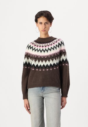 JDYKINSLEY FAIR ISLE  - Pullover - chocolate brown/begonia pink/black/whitecap gray