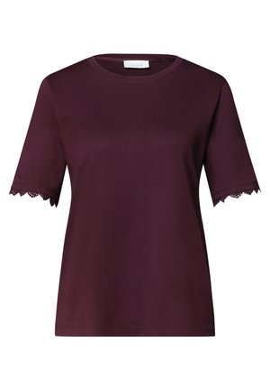 Street One Studio, T-SHIRT WITH CROCHET DETAILS ON THE SLEEVES, fioletowy