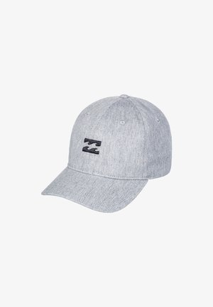 Grau-basecap aus strukturiertem Stoff mit gebogenem Schild. Verfügt über ein schwarzes Logo auf der Vorderseite und gestickte Details an den Paneelen.