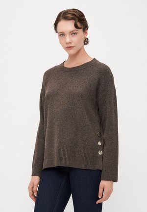ONLRENE LIFE BUTTON O NECK  - Trui - chocolate torte melange/gold-coloured