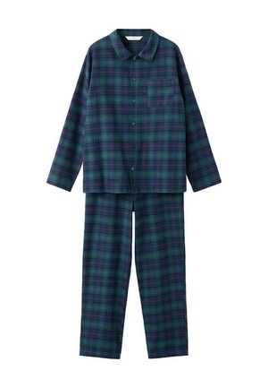 KID TEEN SET OF LONG CHECK SET - Nattplagg set - forest green