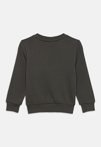 Σκούρο γκρι φούτερ με μακριά μανίκια, ριμπ στο λαιμό και τις μανσέτες, κατασκευασμένο από μαλακό ύφασμα. Διαθέτει απλό, χωρίς διακοσμητικά σχέδιο.