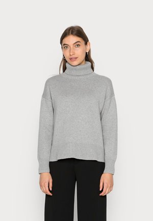 V CROP T NECK - Sweter - heather grey