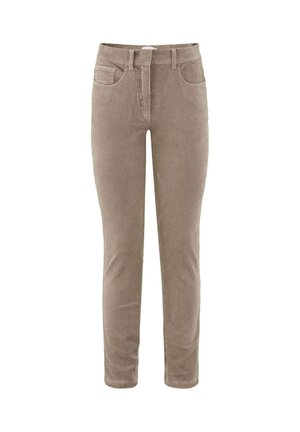 Cordhosen in einem hellbraunen Farbton, mit geradem Schnitt, fünf Taschen und einer strukturierten Ripp-Oberfläche. Gürtelschlaufen sind enthalten.